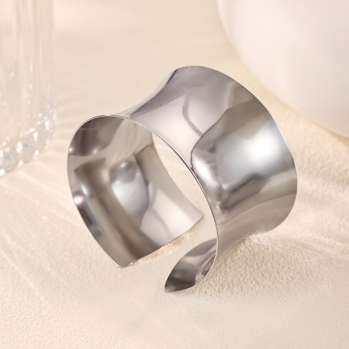 Wide-Band Open Bangle Bracelet, Bold Bohemian Style