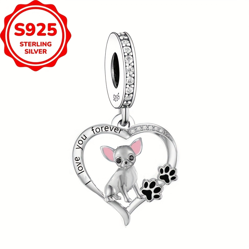 

1pc 925 Sterling Silvery Dog-shaped Heart Pendant With Synthetic Zirconia, , Ideal For Christmas, Thanksgiving, Valentine's Day Gifts, 1.71g