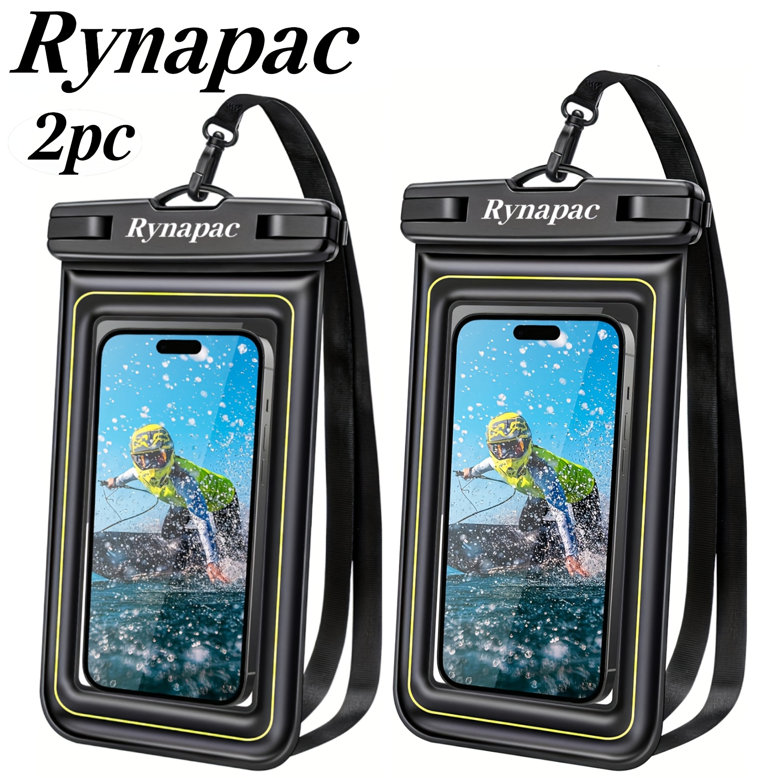 Rynapac 2pcs Floating Phone Case Set, Touchscreen And Compatible Dry Pouch For Surfing Swimming Beach, Clear Smartphone Protector Cover For Iphone , To 6.9 Inches