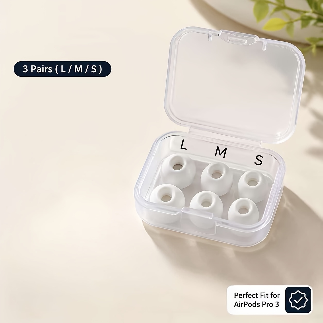 TEMU Per Cuffie di Ricambio, Confezione da 3 LMS 3 Misure, Tappi Auricolari in Silicone Antiscivolo, Confortevoli, Isolamento Acustico, Accessori per