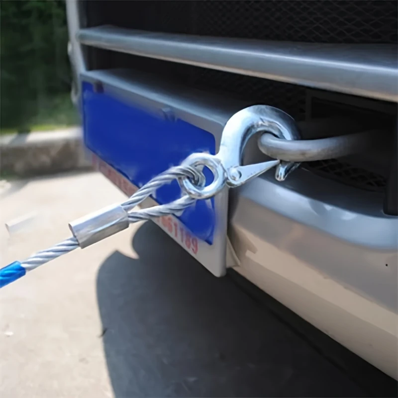 1 roll 5m steel tow rope with hooks heavy duty car recovery cable 122lb breaking strength for towing and winching vehicle external accessories details 2