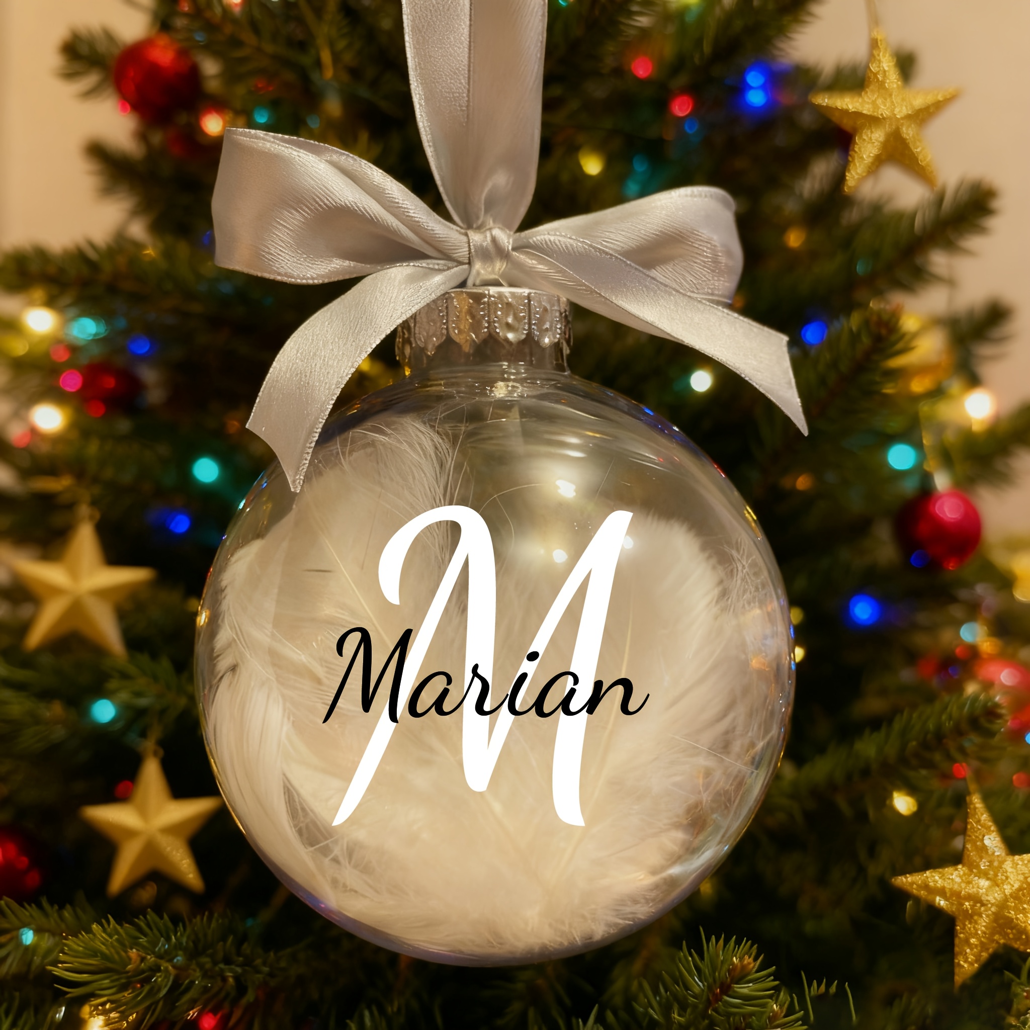 TEMU A Personalized Custom Fashion Letter Christmas Ornament, Christmas Decoration Ball, Christmas Hanging Ornament, Gift For Family, Lover, Friend,