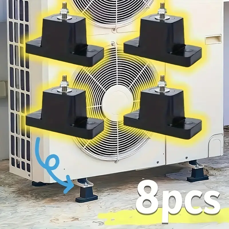 4/8pcs Anti--Vibration Mounts, designed to reduce noise from indoor and outdoor air conditioners, including rubber pads for shock absorption. Suitable for mini split systems, HVAC, and central ... 4/8pcs Anti--Vibration Mounts, designed to reduce noise from indoor and outdoor air conditioners, including rubber pads for shock absorption. Suitable for mini split systems, HVAC, and central ...