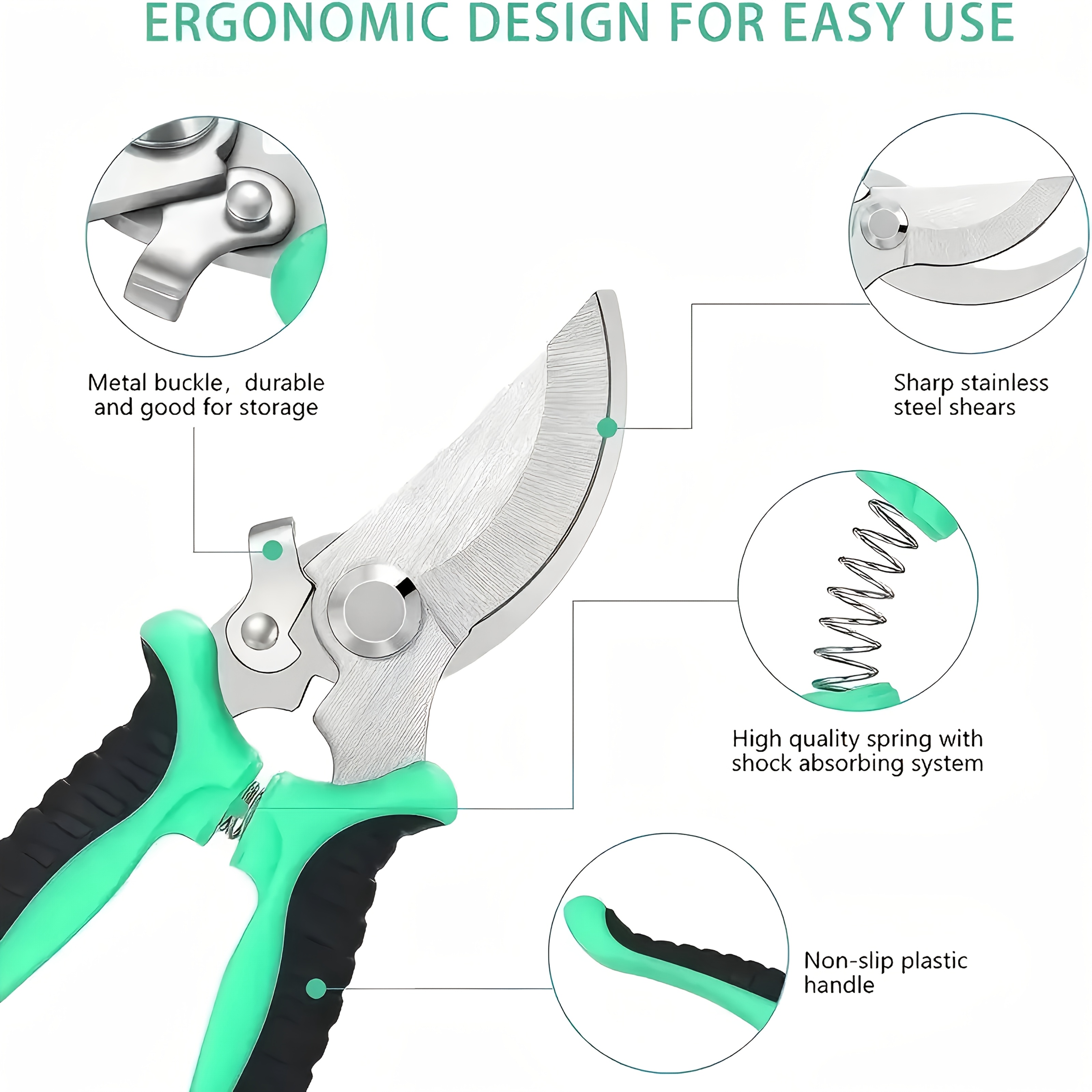 Tijera de podar profesional de alta resistencia con agarre antideslizante - Ideal para recortar ramas gruesas, arreglos florales y embellecimiento de jardines - Diseño ergonómico - Un regalo de jardinería ideal tanto para profesionales como para entusiastas