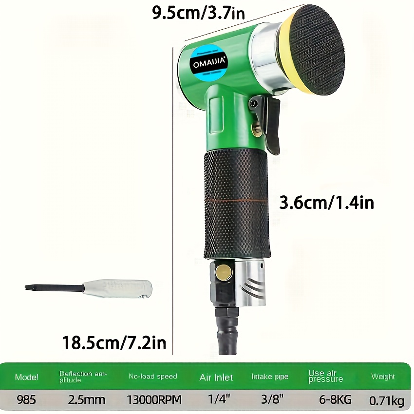 Ponceuse Pneumatique Wiltec 168x68mm 22000 Tr/min - Outil Air Comprimé Pour Polissage Meulage Coupe