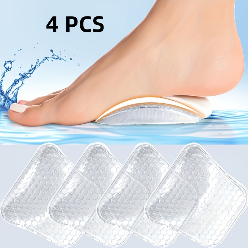 Image of 4pcs Of Transparent Arch Support Insoles, Soft Self-adhesive Flat Foot Insoles, Honeycomb Massage Arch Support And Foot Support, High Heels, Shoes, Sneakers Insoles