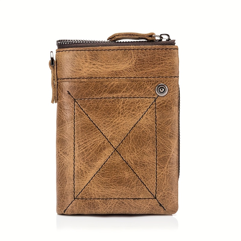 Image of Men's Vintage Genuine Leather Wallet Large Capacity Multifunctional Card Holder Multi Card Slot With Snap Closure Card Holder Valentine's Day Father's Day Christmas Gift