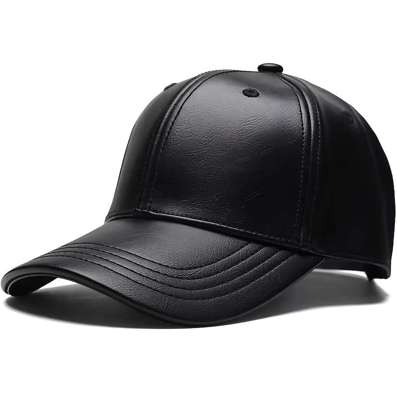 TEMU Men's Faux Leather Baseball Cap