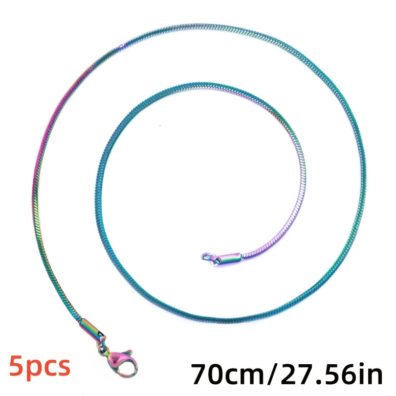 5pcs Multi-Length Lobster Clasp Square Snake Chain Necklace Set
