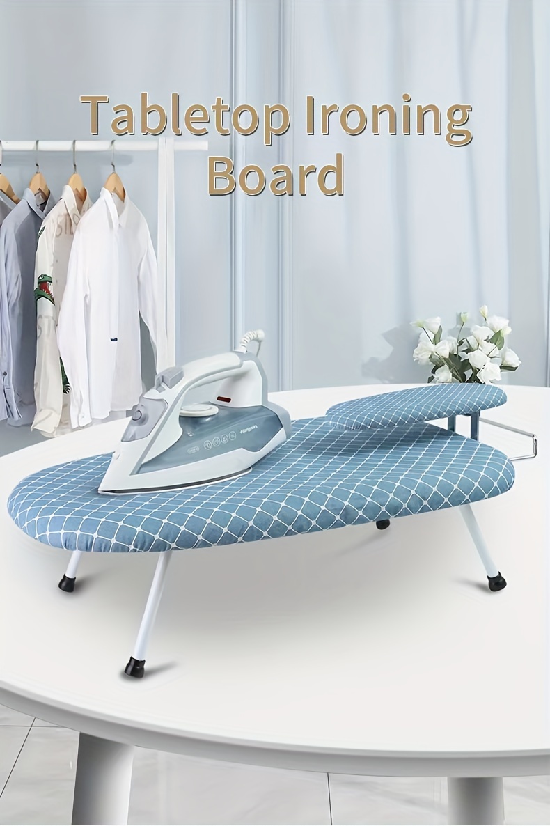 a large ironing board with four folding legs featuring a removable fabric cover that ensures stability while ironing details 0