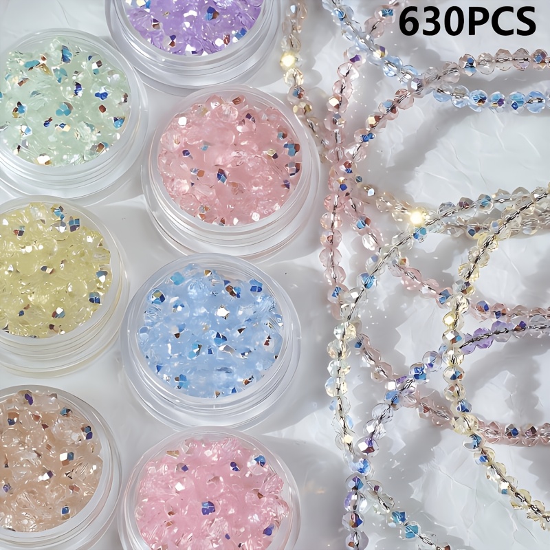 Image of 510/630pcs, 3mm Ab Glass Beads, Sparkling Round Loose Beads, Mixed Beads For Making Bracelets Necklaces Earrings