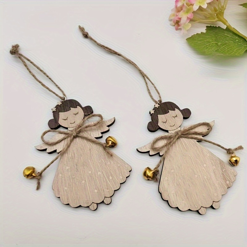 2pcs Wooden Ornaments With - Christmas Tree Decoration & Holiday Party