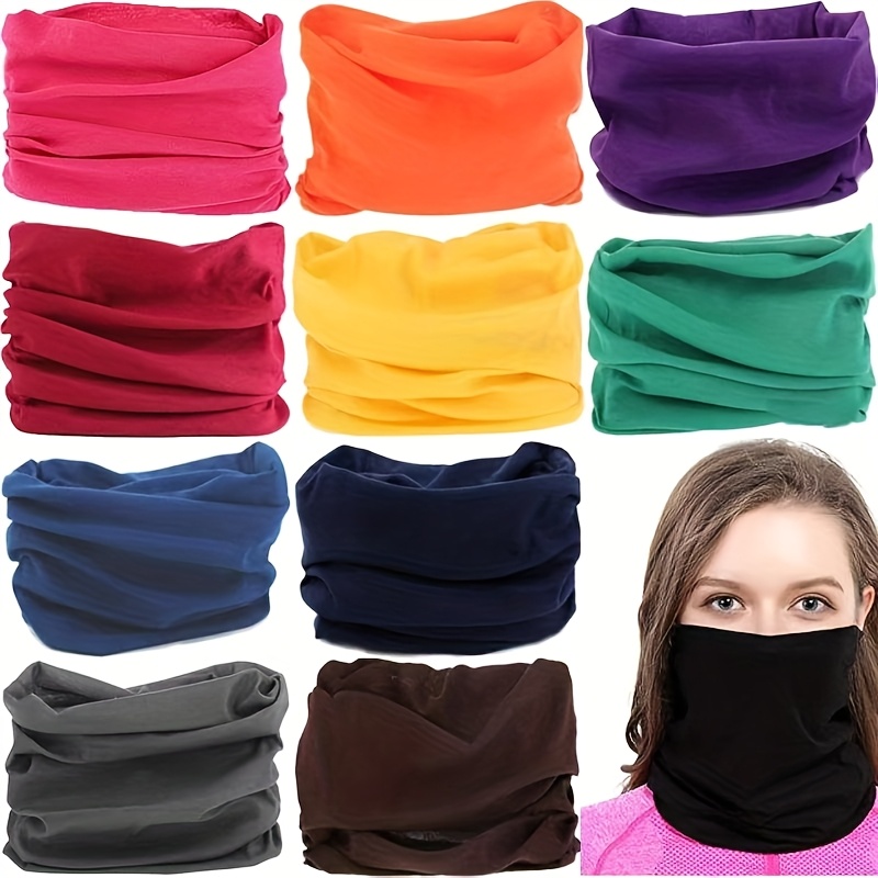 TEMU 10 piezas de máscara de tubo sin costuras transpirable en color caramelo, bandana sin costuras para cuello, protector, bufanda, pasamontañas