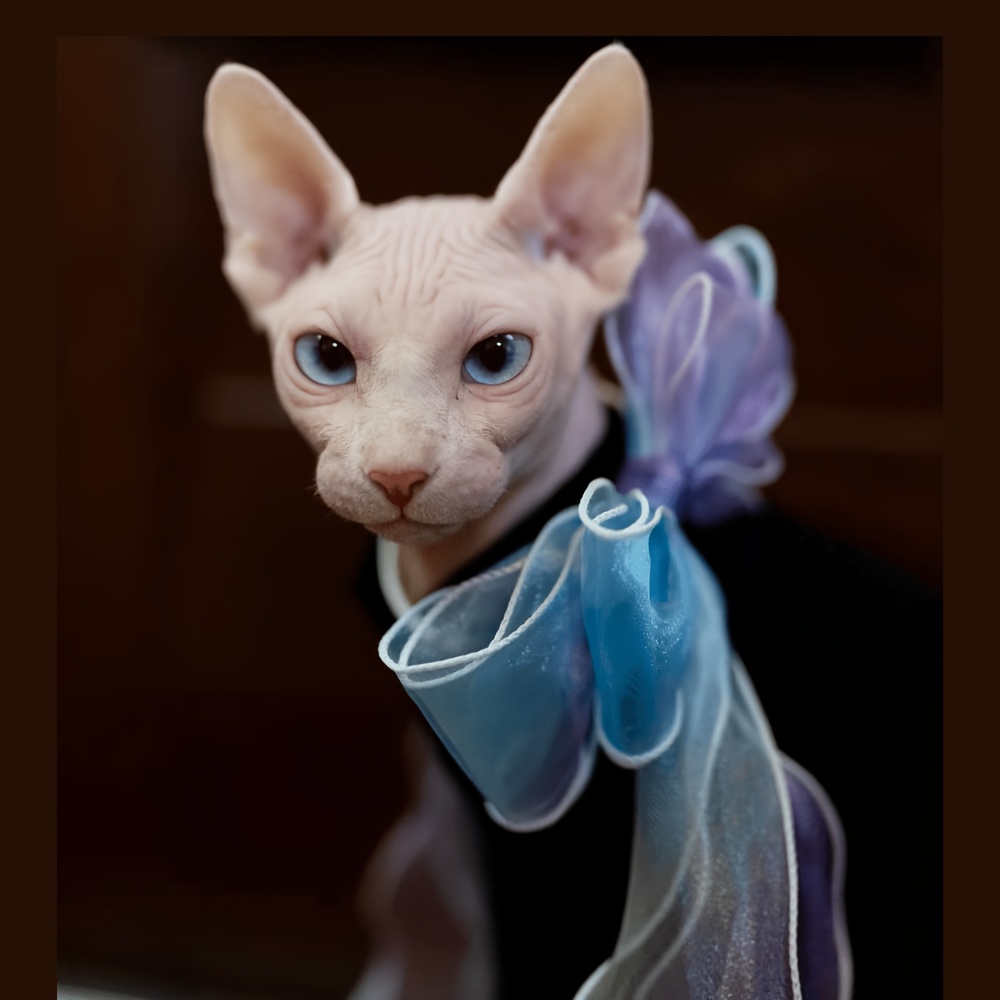 Ombre Pearlescent Double-Layer Bow Pet Collar for Small Dogs