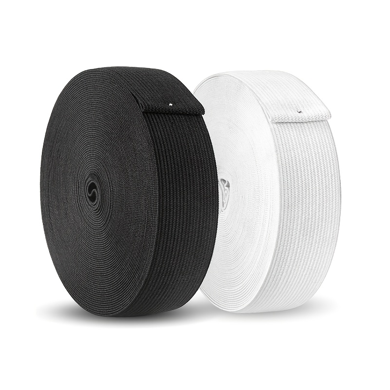 Image of 2pcs 3cm X 5m Wide High-density High-elastic Elastic Trims, Suitable For Belts, Waistbands. White And Black For And Handmade Pants Belts/backpacks/clothing, Bundling