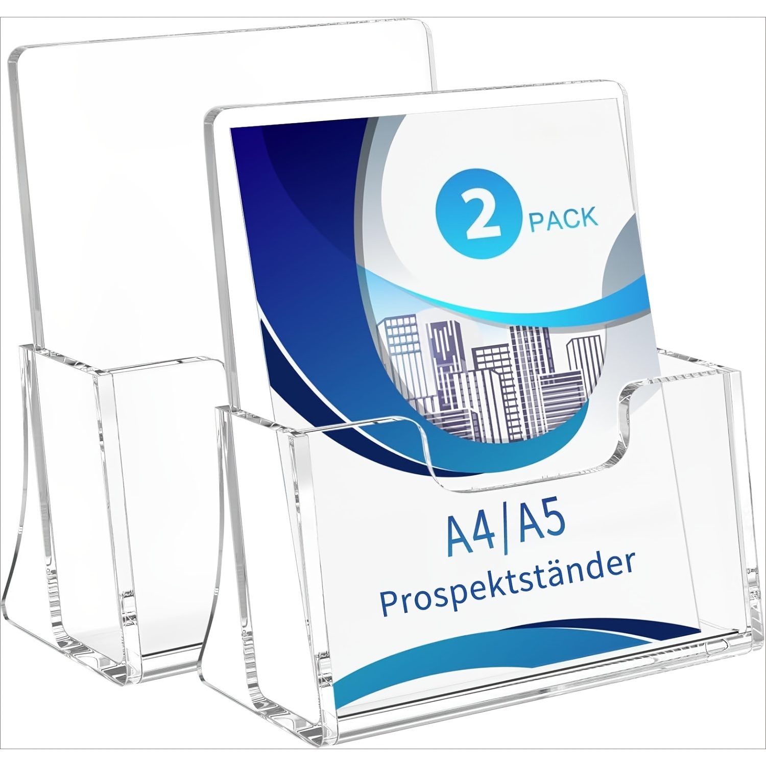A4/a5 Table Brochure Stand: Pack Of 2 Acrylic Transparent Flyer Stand Freestanding Brochure Holder For Counter Office Restaurant Reception