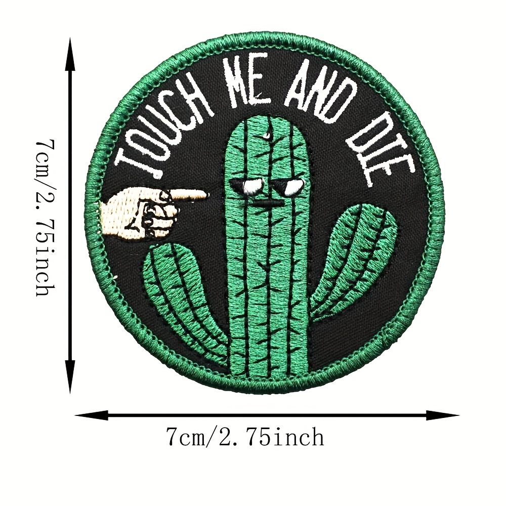 Funny Cactus Embroidery Patch With Hook Backing, For Backpack, Jacket, Hat, Decoration