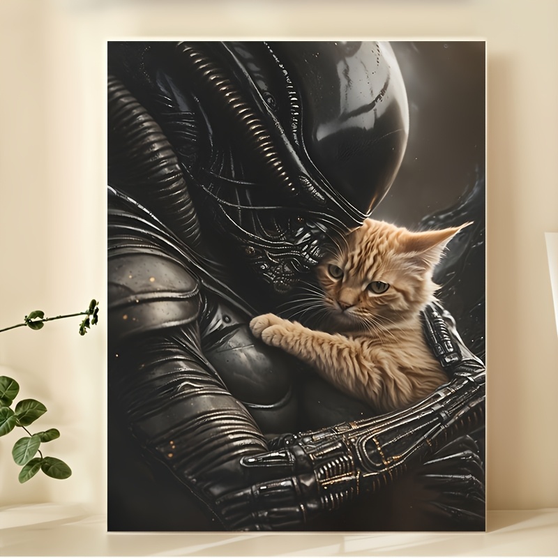E-shop Raumdekoration 1pc und Kitten Rahmenloses Leinwanddruck Poster, Lebendige Mural Wandkunst Dekoration, Einzigartige Kreative Büro, Wohnzimmer,