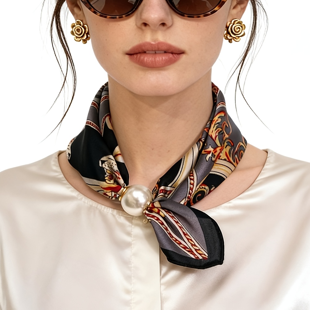 TEMU Vintage Court-style Scarf, Light Luxury Printed Square Handkerchief, High-end Hand-feel Shirt Scarf, Elegant Wrap, Elegant Accessory For