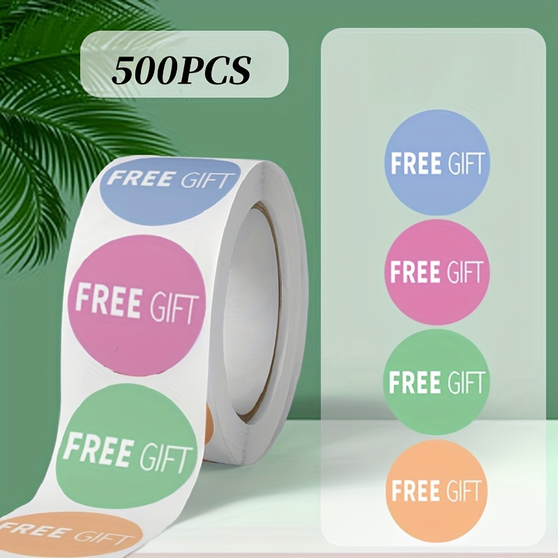 500pcs 1 Inch Roll Free Gift Stickers - Colorful Dots & Text Design, Paper Material For Gift Wrapping, Packaging, Customer Appreciation, Online Orders