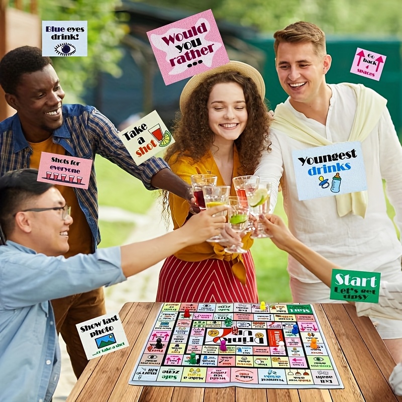 Drinking Board Games for Adults, Mat Drinking Board Game, Funny Party Interactive Drinking Games for Game Night, Birthday, Family Play or Any Occasion, Age21+, 2-8 Players