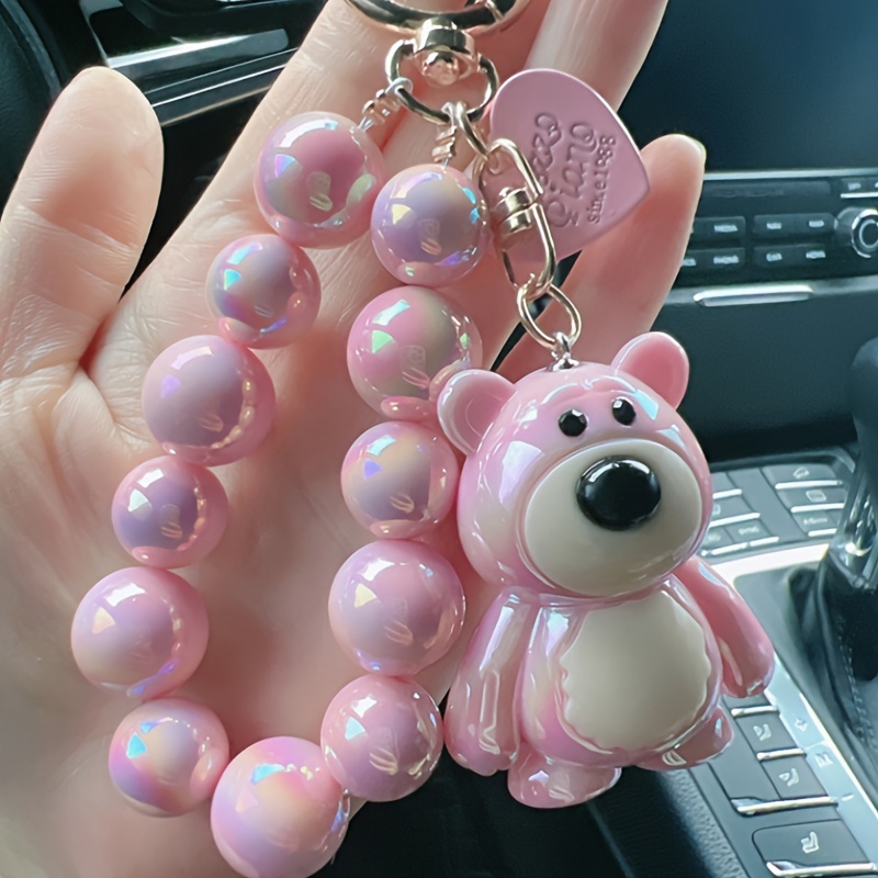 

[top-] Bear & Beaded Keychain Set - Doll Pendant For Car, Bag, Phone - Adorable Accessory -