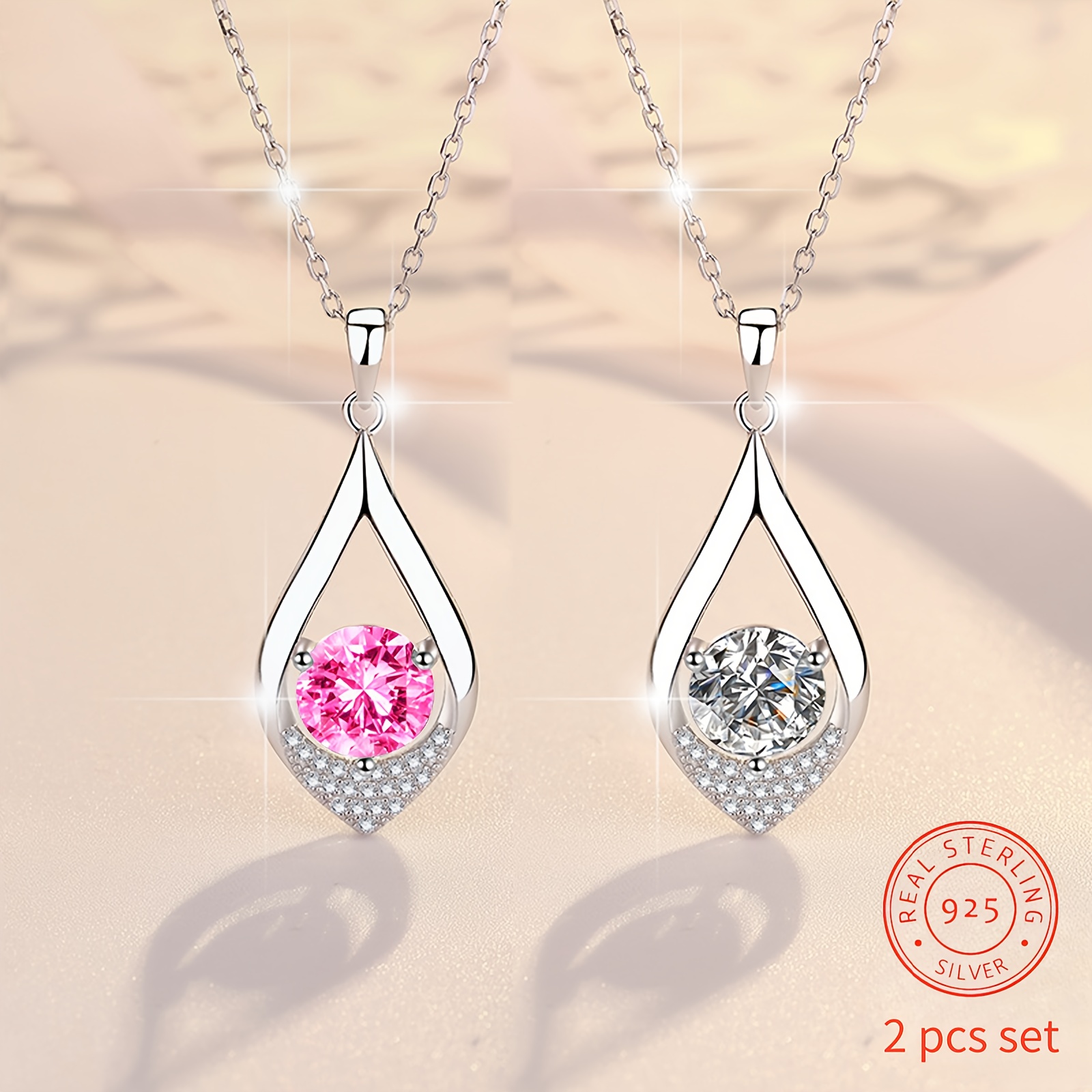 

2pcs S925 Women's Necklace 1 Moissanite Pendant Necklace Christmas Is To Claim Is Christmas For Women