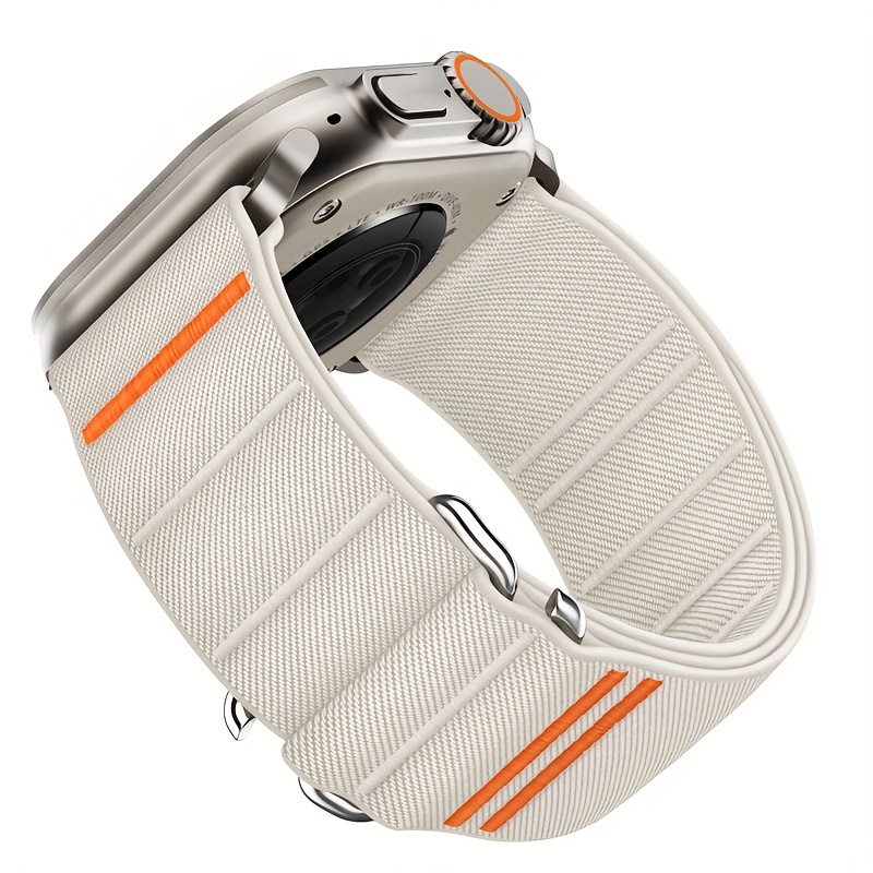 TEMU - Elastic Nylon Single Loop Strap Is Compatible With For Watch Sizes 38 Mm, 40 Mm, 41 Mm, 42 Mm, 44 Mm, 45 Mm, And 49 Mm. It Features An