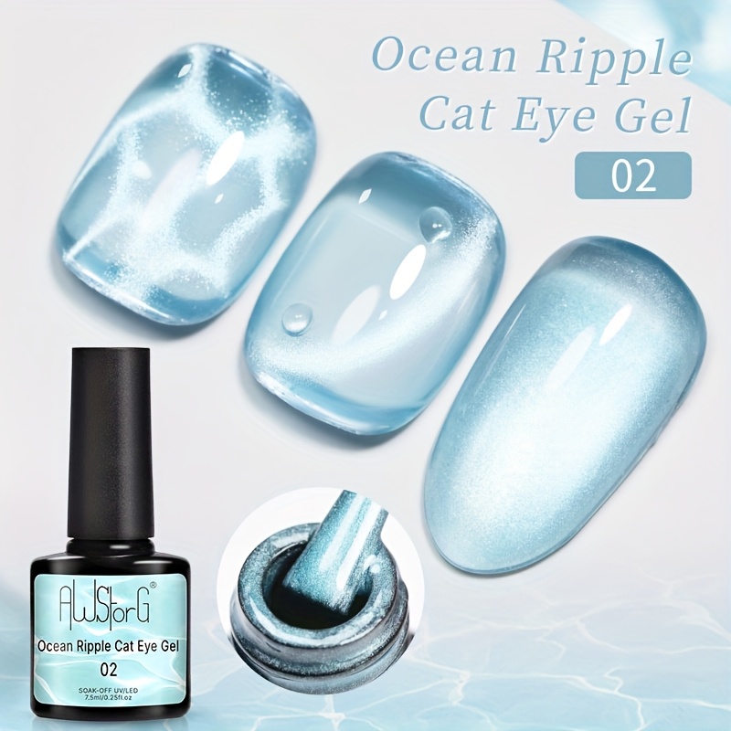 Awstorg 7.5ml Ocean Ripple Cat Eye Gel Blue Green Nail Polish Semi Permanent Soak Off Gel Nail Art Manicure