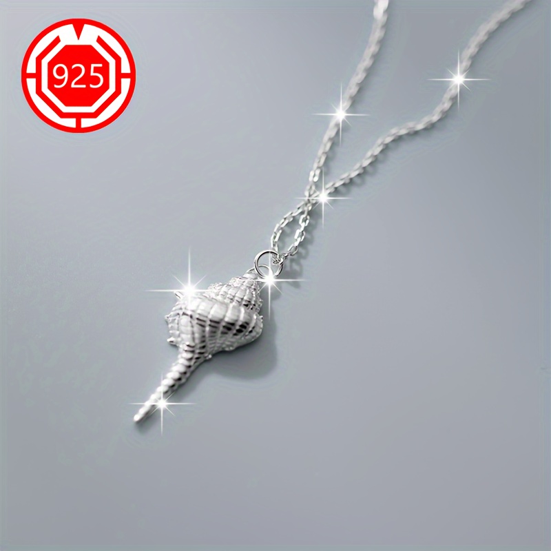 925 Silver Minimalist Conch Pendant Necklace