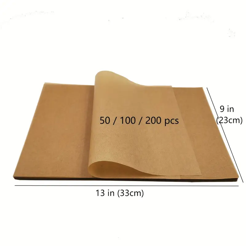 100 pre cut non stick unbleached baking paper 9x13 inches reusable baking paper suitable for ovens barbecues air fryers and steaming for most and plates heat resistant paper Product details 1