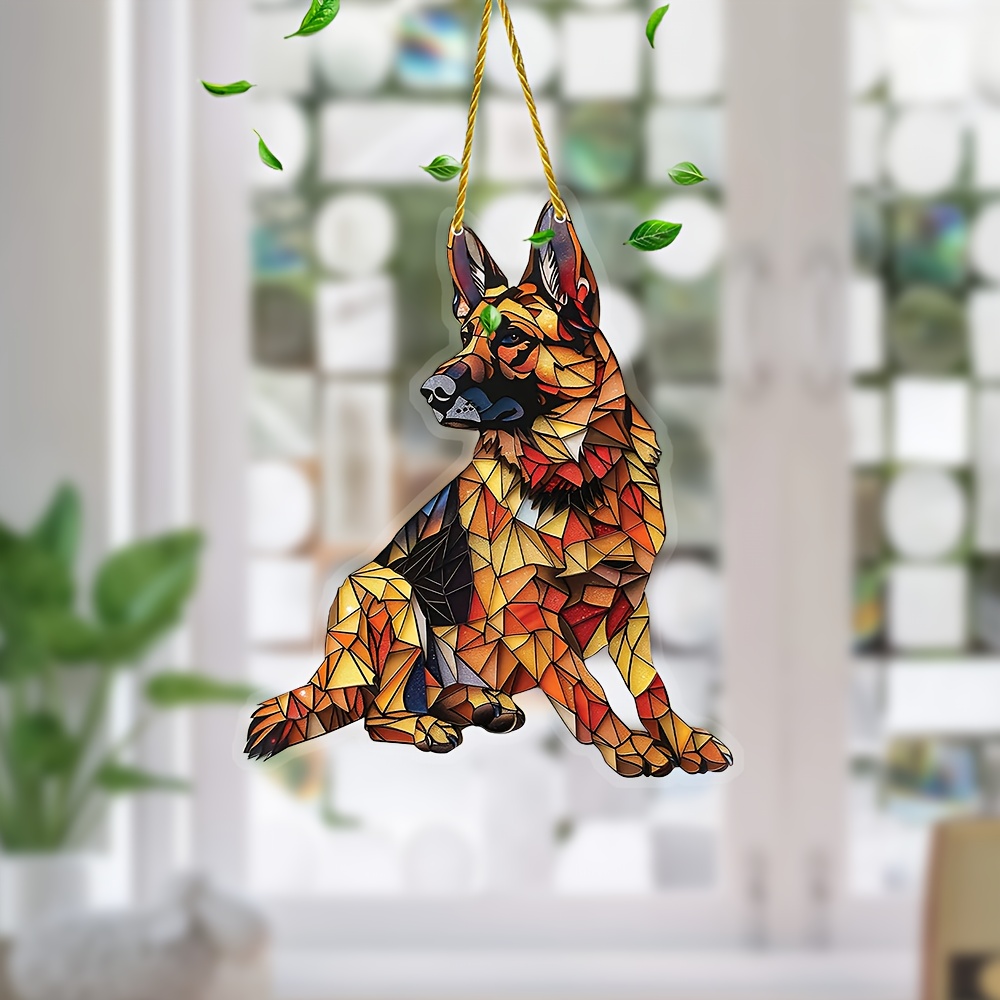 

German Shepherd Garden Suncatcher: 17x20cm Acrylic Window Hanging Decoration - Perfect Gift For Mom - Suitable For Garden, Man Cave, Bar, Club, Farm, Home Decor, Presents