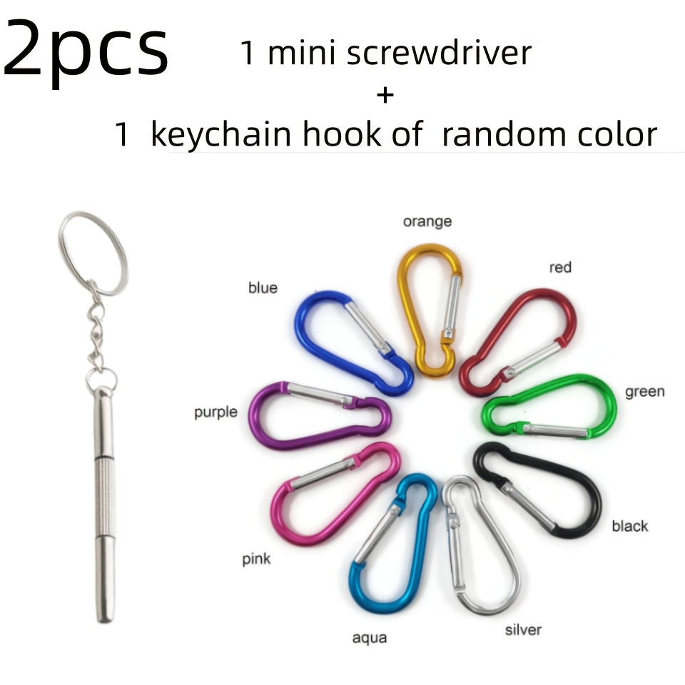TEMU 2pcs Set: 1 Screwdriver + 1 Keychain In Random Color. Mini Eyeglass Screwdriver, 3-in-1 Screwdriver. Suitable For Watch, Eyeglass, And Other