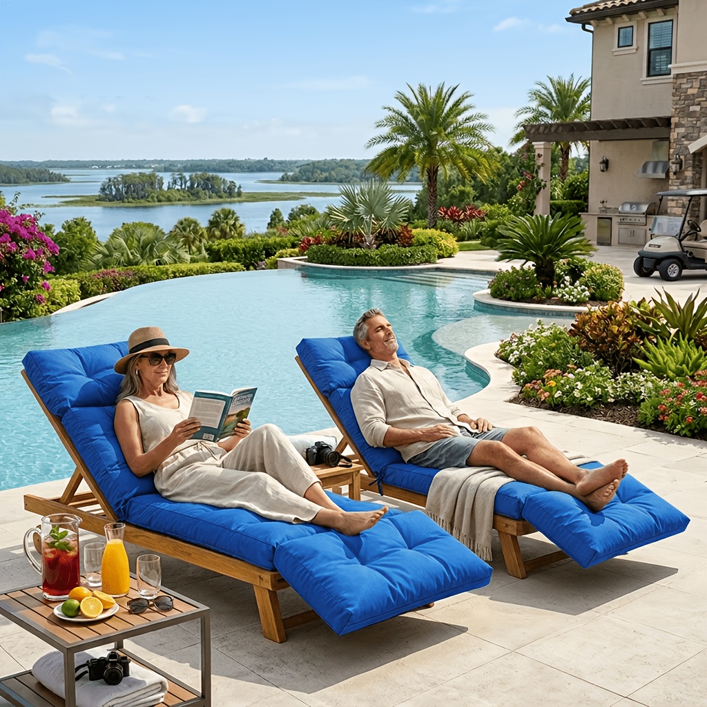 1pc 2pcs upgrade replacement chaise lounge cushion   inch thick plush outdoor patio furniture 4 section pad high density non slip foam waterproof fade resistant with removable washable