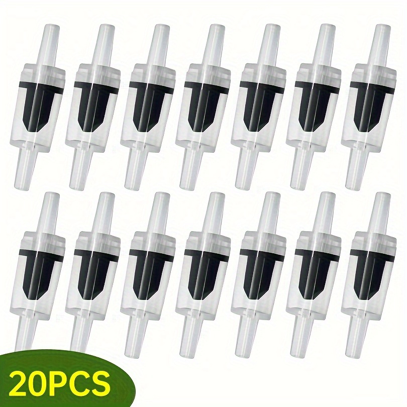 Image of 20 Pcs Fish Aquarium Air Pump Check Valves, Non-return One-way Transparent Red Pp Plastic Valves For Fish Tank Aerator Accessories, Uncharged Without Battery