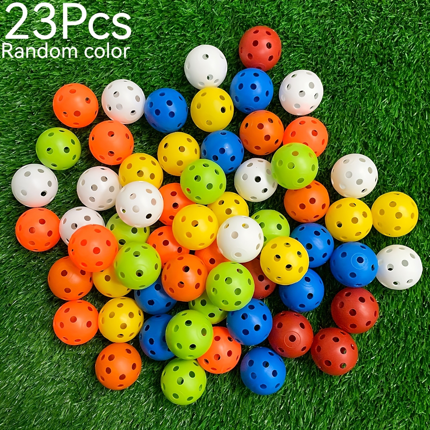 TEMU Set Of 23 Random Color Plastic Golf Training Balls - Lightweight Hollow Practice Balls, Suitable For Indoor And Outdoor Swing Practice, Diameter