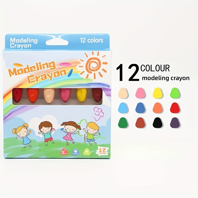 Image of Non-messy Washable Crayons For Kids, 12 Colors Peanut-shaped Plastic Colored Pencils, Kindergarten Painting And Coloring Pens