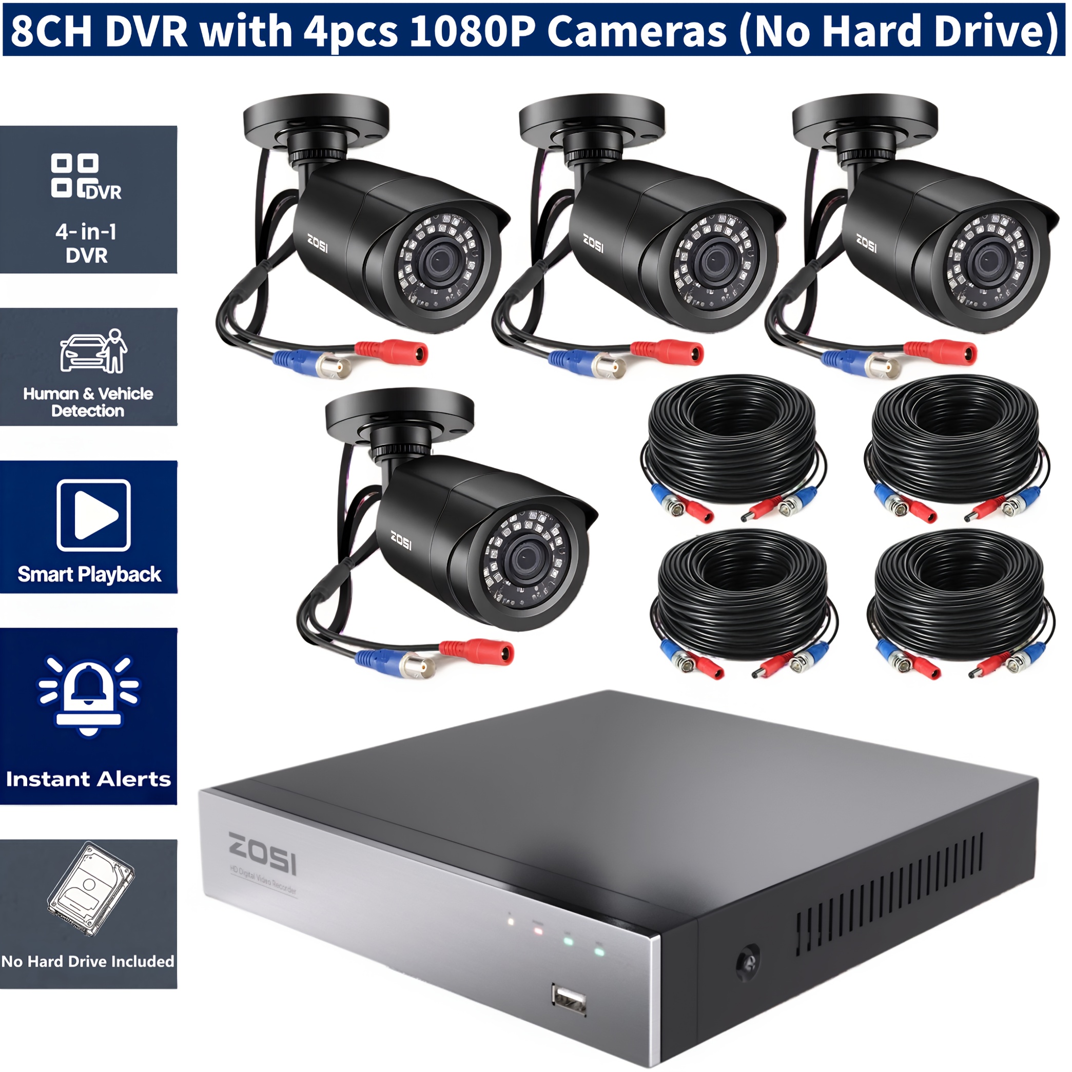 Camera System Security Car Cameras Recorders 8ch 1080p Outdoor