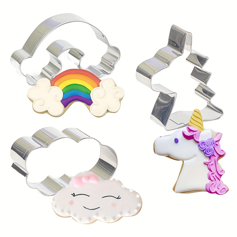 TEMU Mini Cookie Cutters Unicorn Set 3pcs Stainless Steel Cookie Cutters - Polymer Clay Cutters Fruit Cutter Small Biscuit Cookie Cutters For Kids