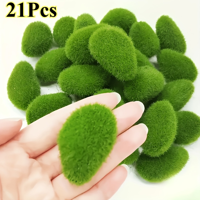 Image of 21pcs Miniature Artificial Moss & Grass Balls - Realistic Green Synthetic Grass For Fairy Gardens, , Terrariums, Dollhouse - Diy Crafts Suitable For Gardening &