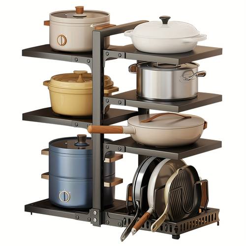 1pc food service shelf partition multi layer storage rack for pots and pans in adjustable 5 7 layer kitchen storage rack heavy duty pan rack under the sink storage rack and storage cabinet for pots pans and frying pan lids