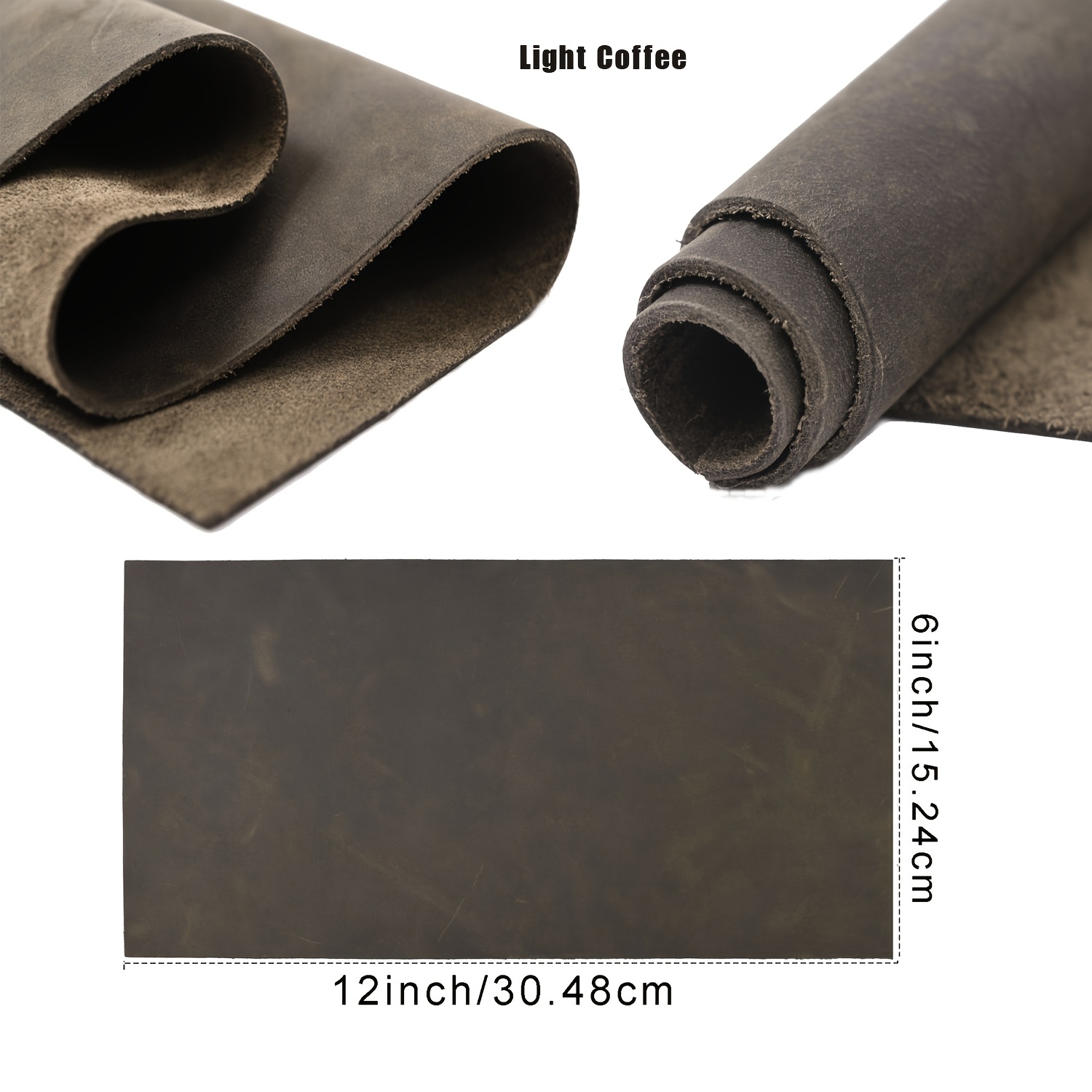 WUTA Leather Square 2.0-2.2MM Thick Vintage Textured Full Veg Tanned Cowhide For Crafts Sewing Hobby Workshop, Olive Green, Irregular 5