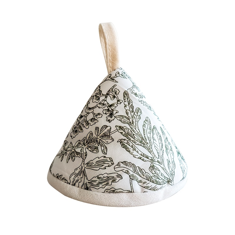 TEMU 1pc Elegant Leaf Pattern Triangle Pot Lid, Triangle Anti-scald Sand Pot Enamel Handle Pot Lid, Triangle Pot Lid, Thoughtful Hanging String
