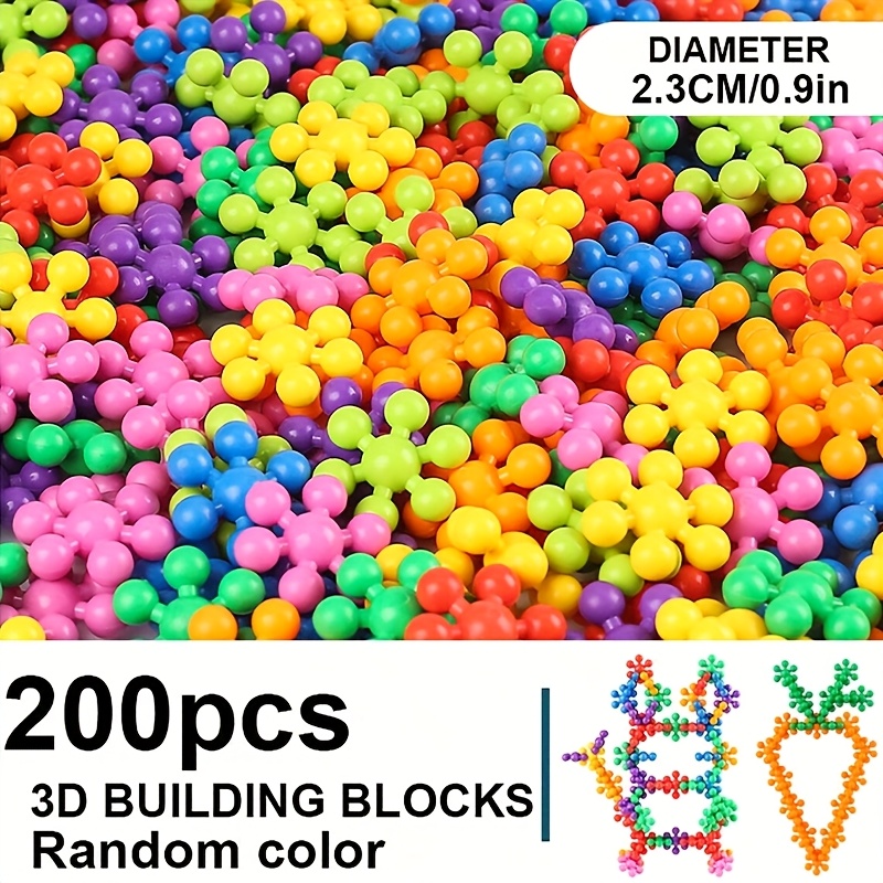 60/100/200pcs Plum 3d Snowflake Interlocking Puzzle Block Set - Educational Plastic Assembly Toy Suitable For Easter, Christmas, And Halloween Gifting, Color Random