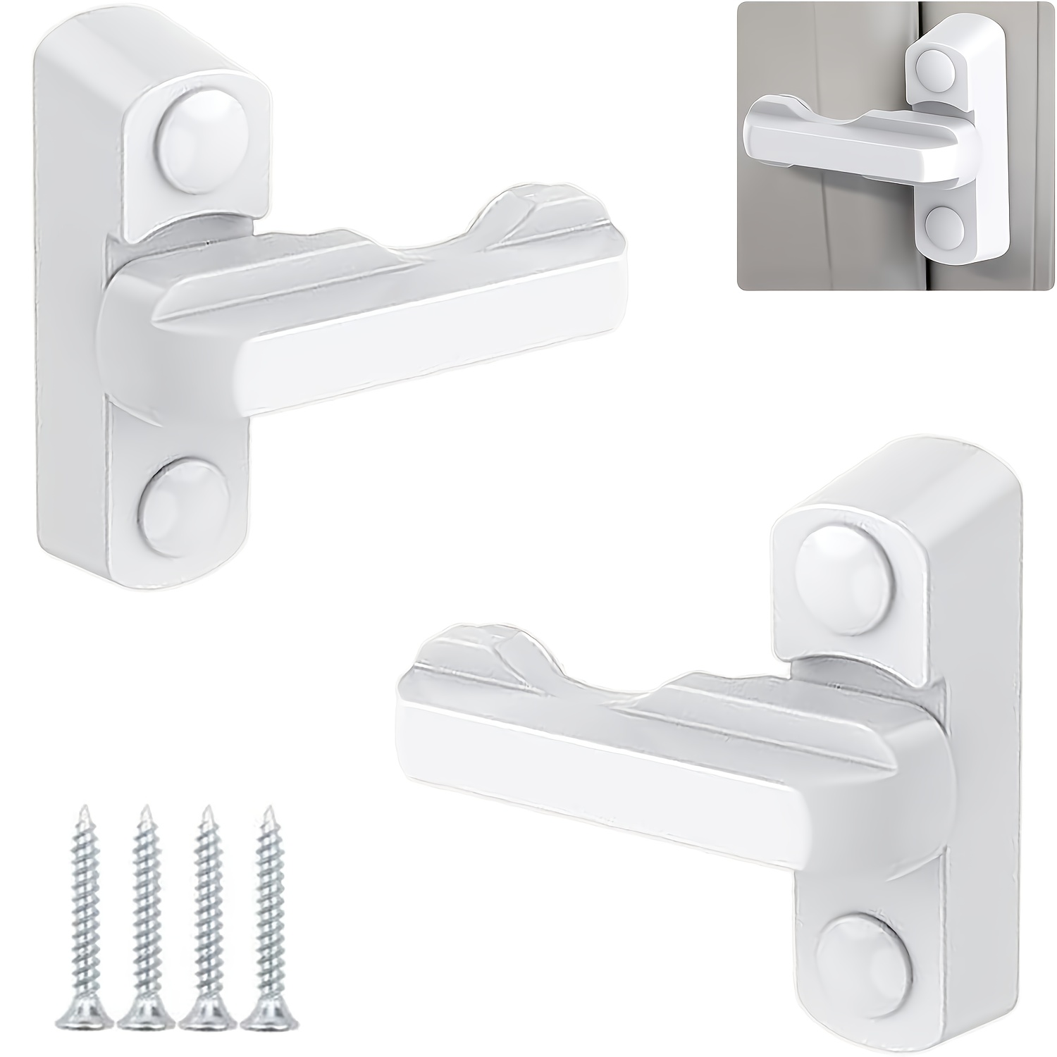 2 Window Frame Anti-burglary Locks Suitable For Upvc Doors And Windows - Security Locks For Doors And Windows, Anti-theft And Anti-pry Locks, White -