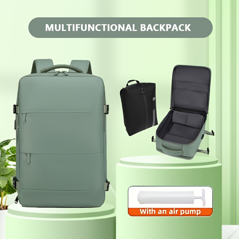 TEMU 1 Set Vacuum Compression Storage Backpack, Multi-functional Outdoor Travel Laptop Bag With Manual Pump, Commuter Backpack Set For Men And Women