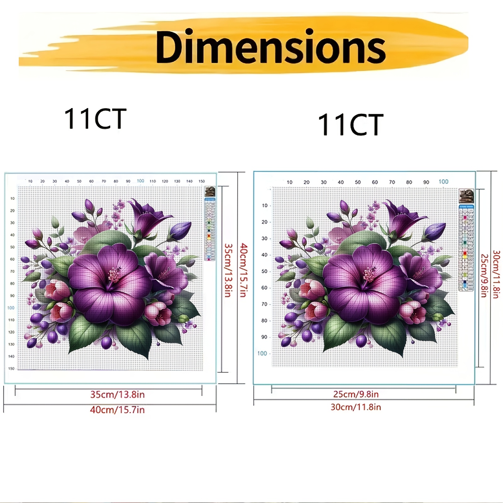 Complete Cross Stitch DIY Kit, Purple Floral
