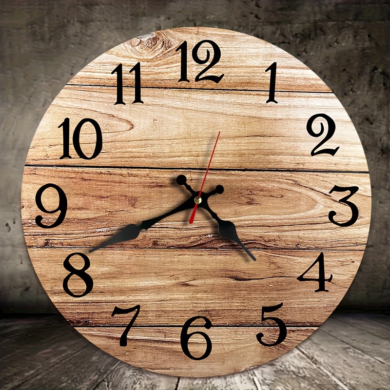 

Silent Wooden Wall Clock - Round, Battery-powered, Home, Office, And School Decor