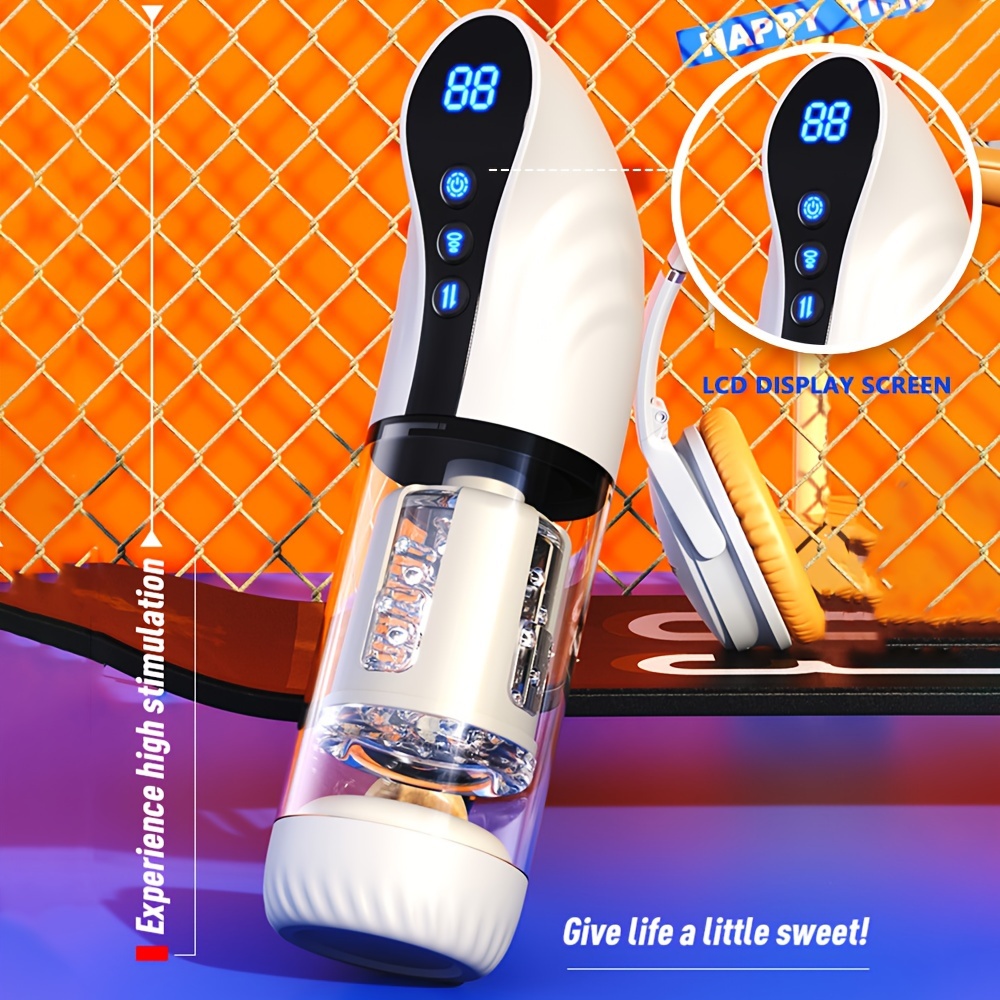 1pc Automatic Sucking Male Masturbator, 3 In 1 Male Stroker With 10 Vibration & 4 Suction & One-Click Climax, Adult Sex Toy With 360°-Wraparound-Airbags, Blowjob Toy Mens Adult Male Sex Toys For Men
