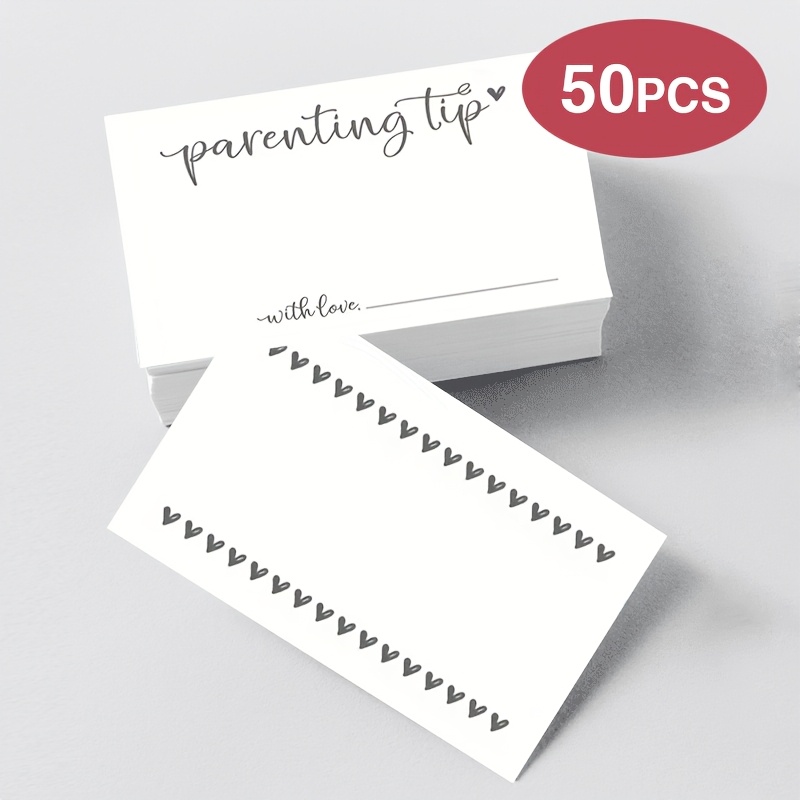 TEMU Lot de 50 cartes de parentaux, blocs-notes vierges pour nouveaux parents, cadeaux réconfortants shower, cartes éducatives de parentaux de cœur